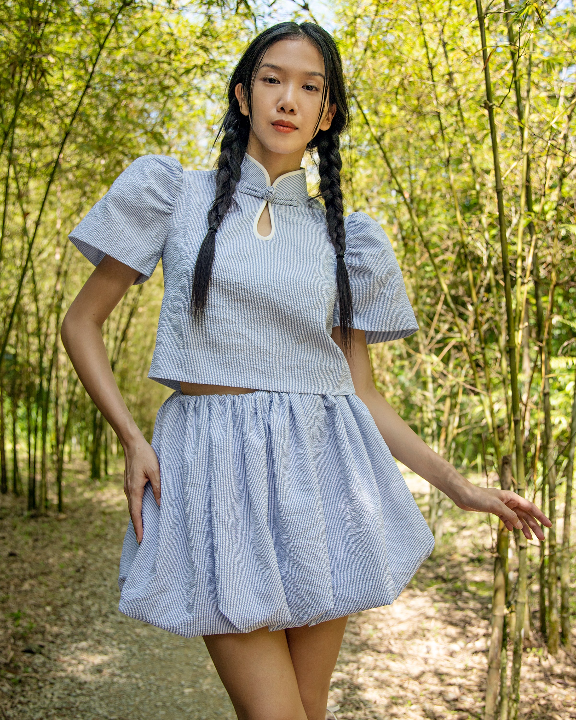 Qi Pao Pao (Blue White Seersucker) BEHATI