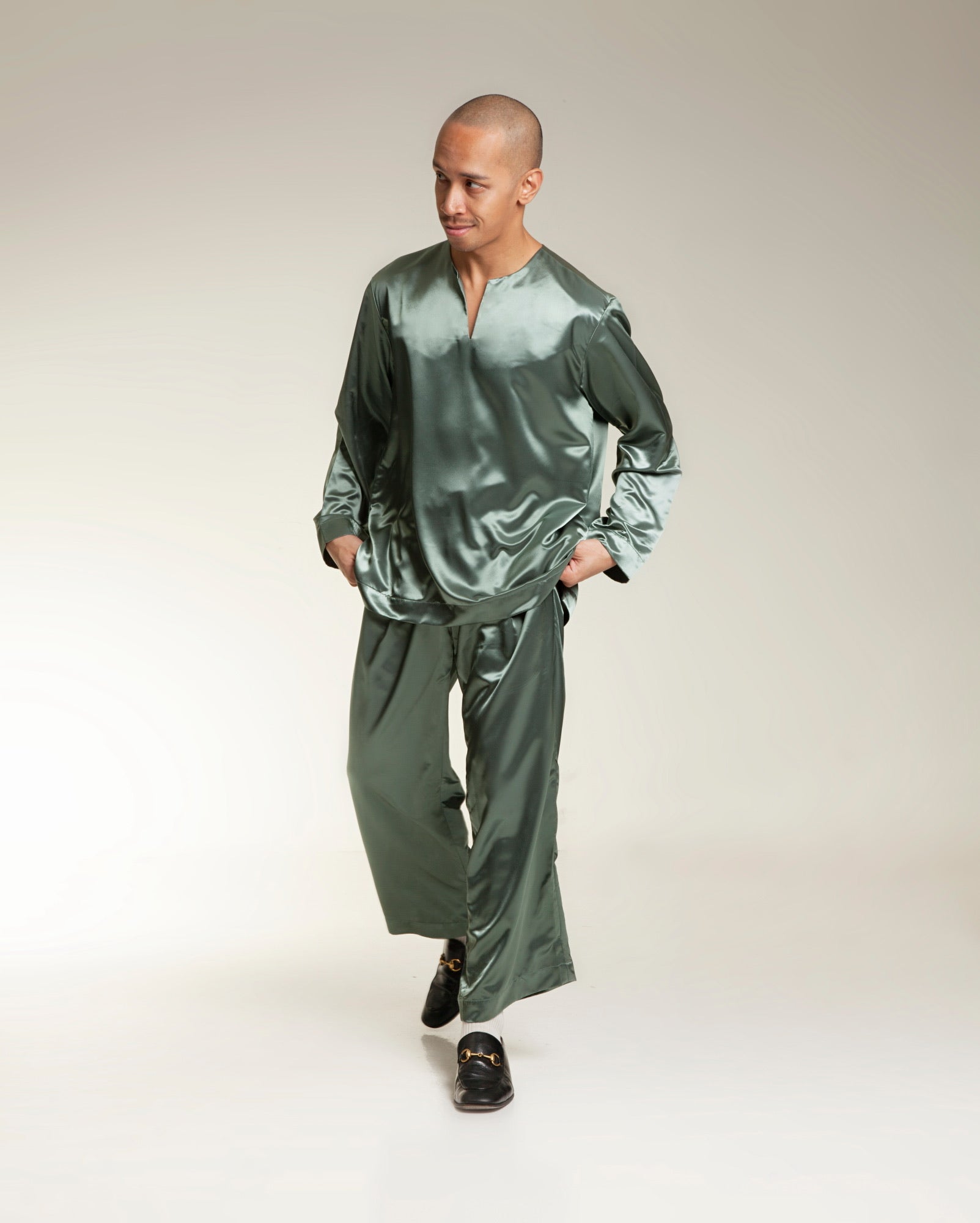 TTFGA Baju Melayu Satin Set (Sage Green)