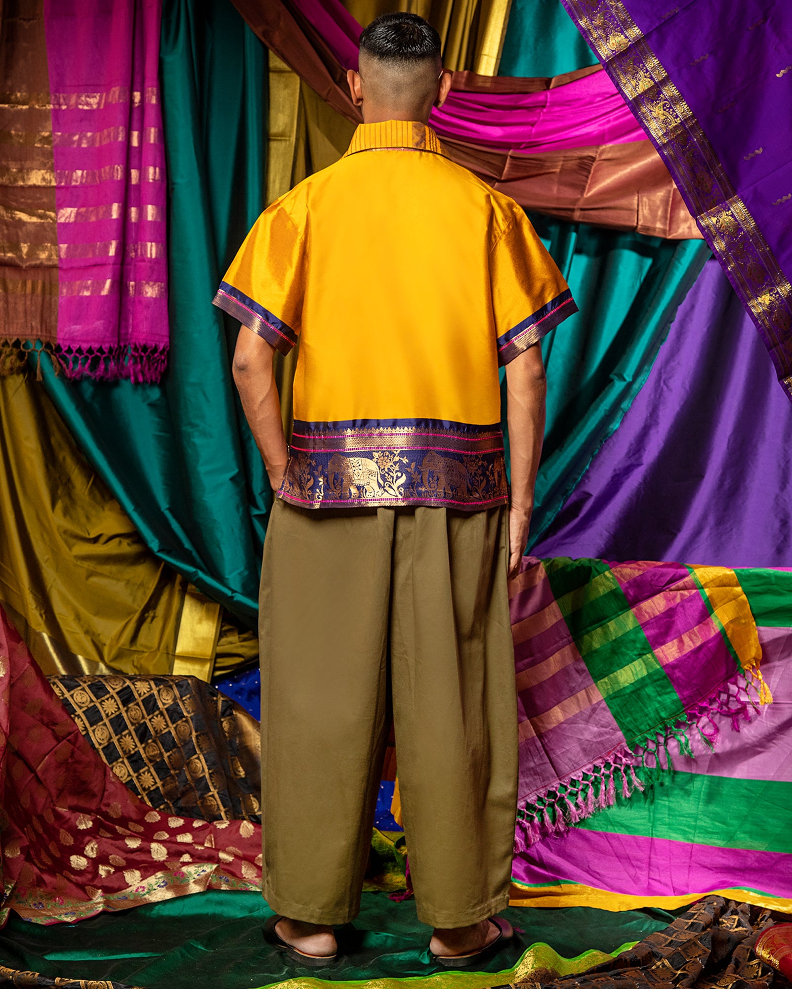 Cuban Shirt Saree (Mustard)