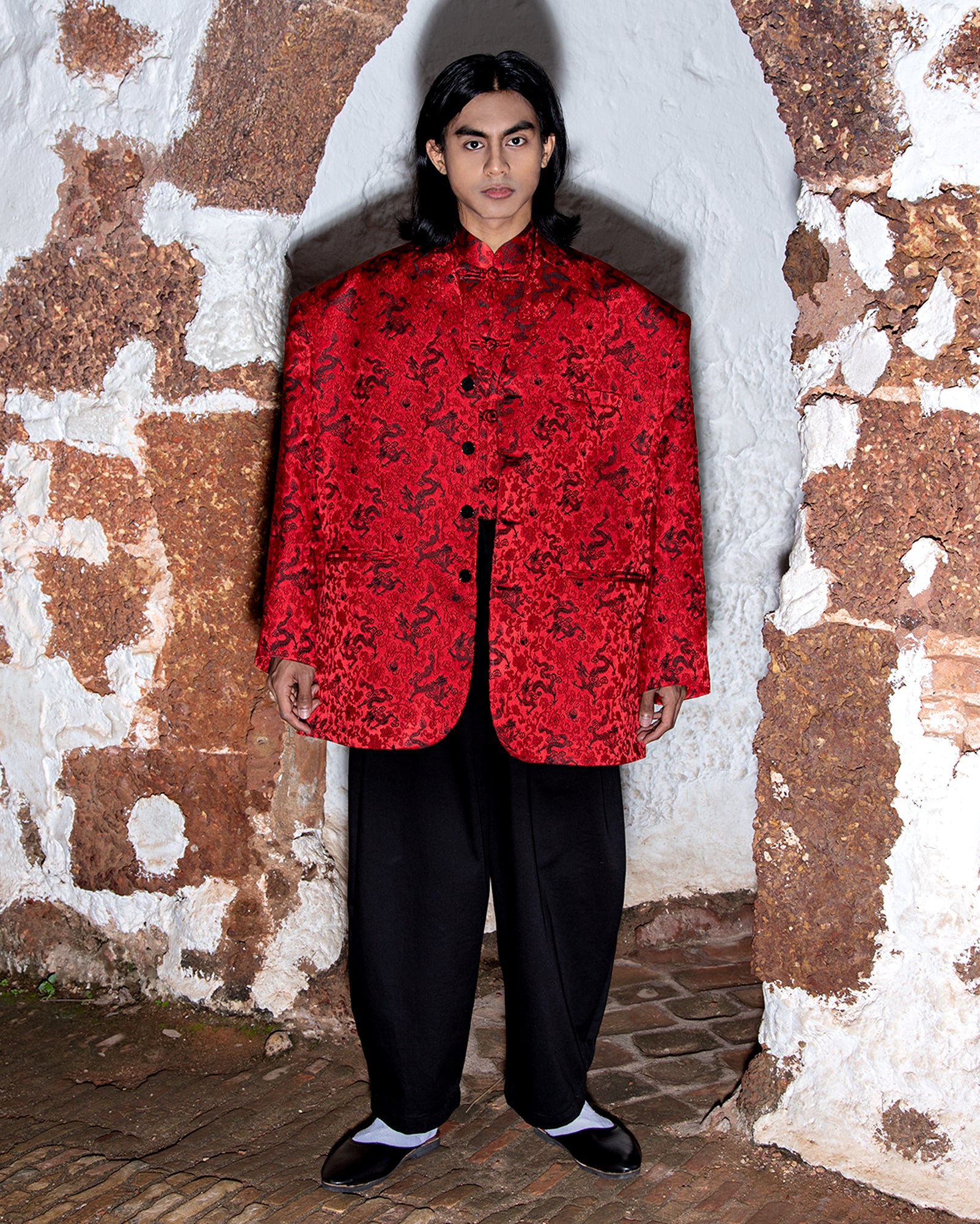 Blazer Brocade Naga (Red Black Dragon)