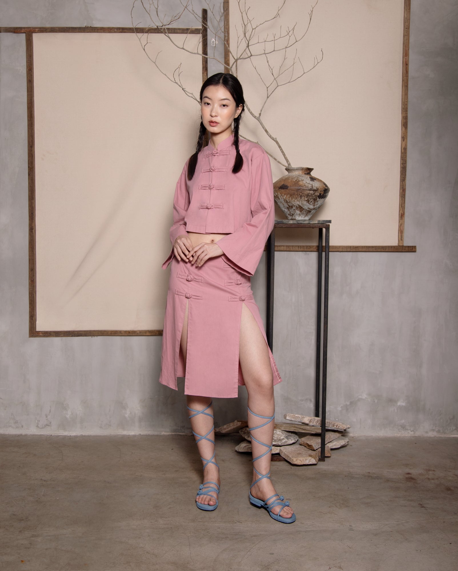 Chang Tang Krop / Slit Skirt Pankou Depan (Dusty Pink)
