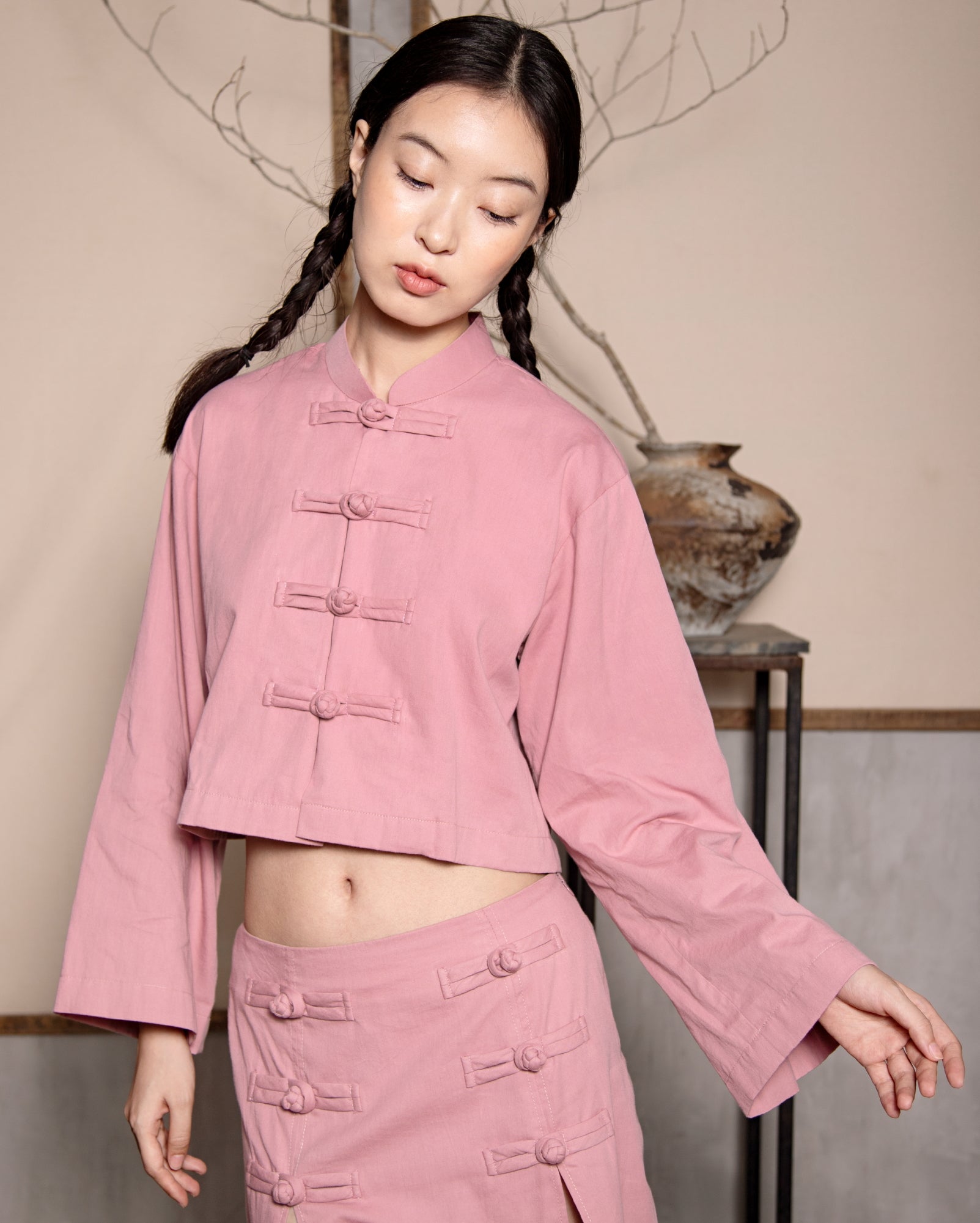 Chang Tang Krop / Slit Skirt Pankou Depan (Dusty Pink)