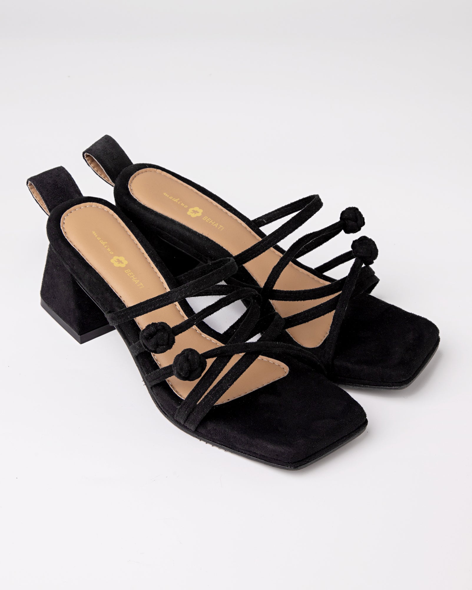 Double Chinese Knot Heels (Black Suede)