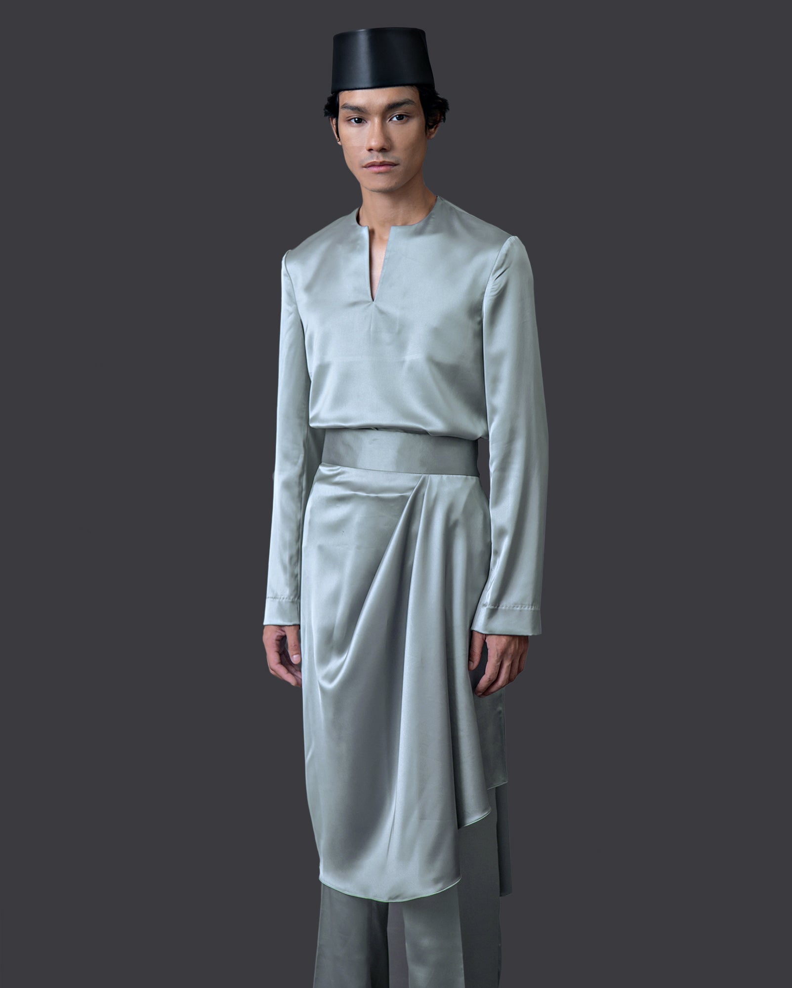 Baju Satin Teluk Belanga (Pewter)