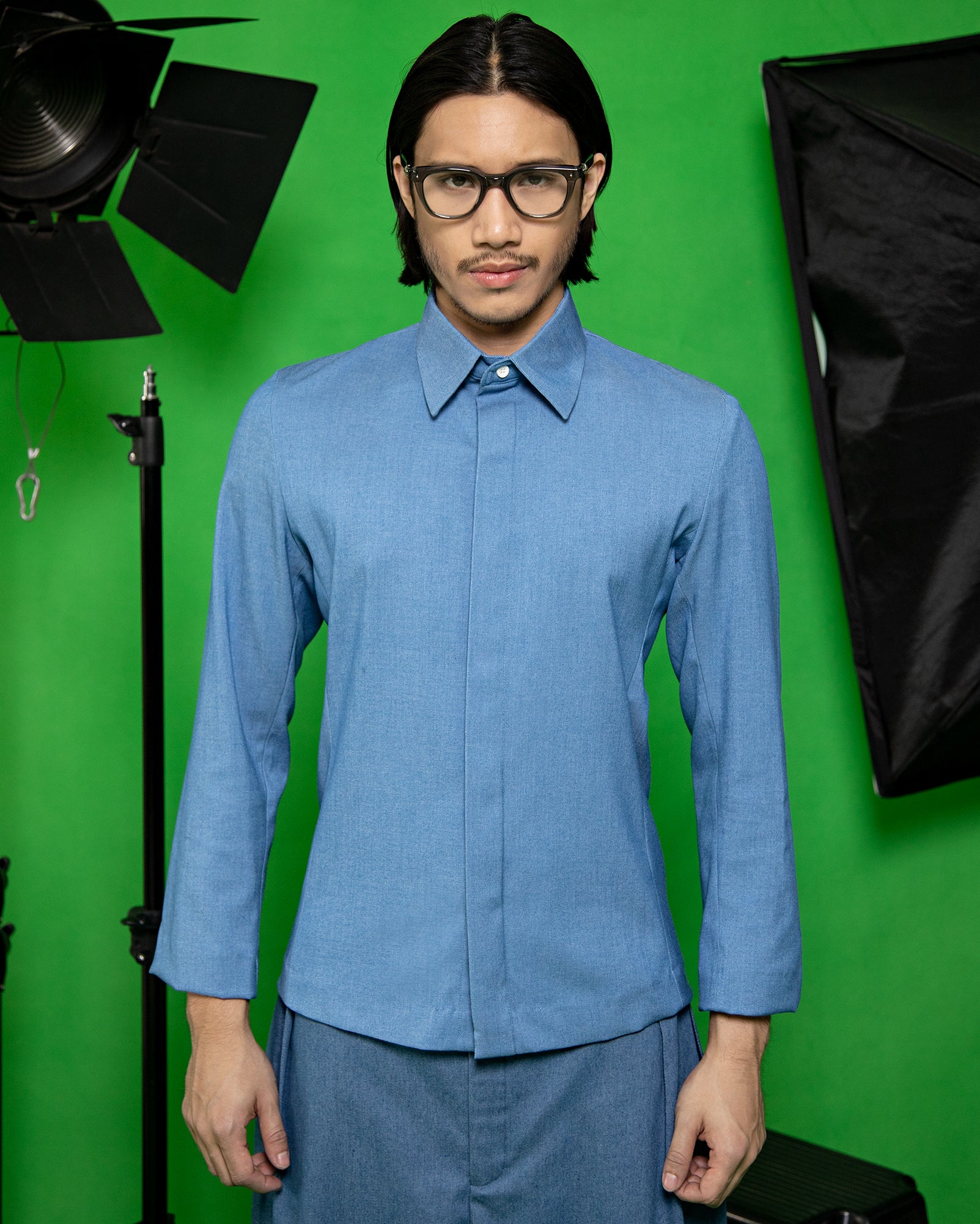 Sudirman Suit Shirt (Biru Denim) /Ramlee Jeans (Biru)