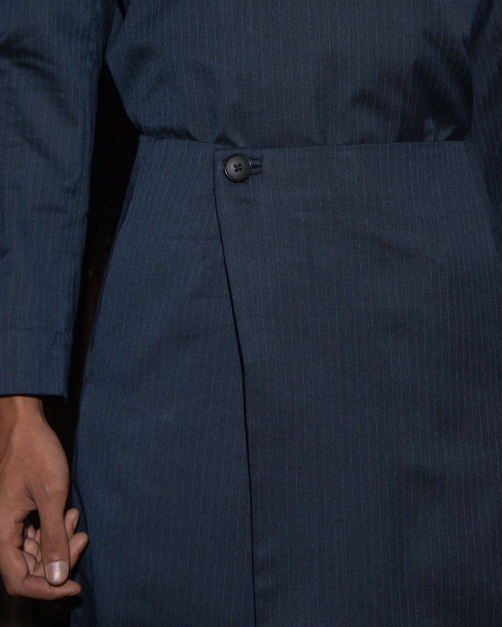 Suit Melayu Cekak Musang (Navy Pinstripes)