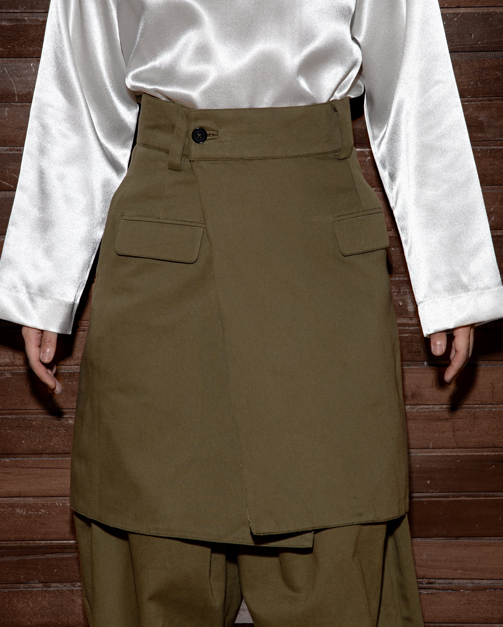 Baju Atas Kain Songket (Olive) - Lobak Pants (Black)