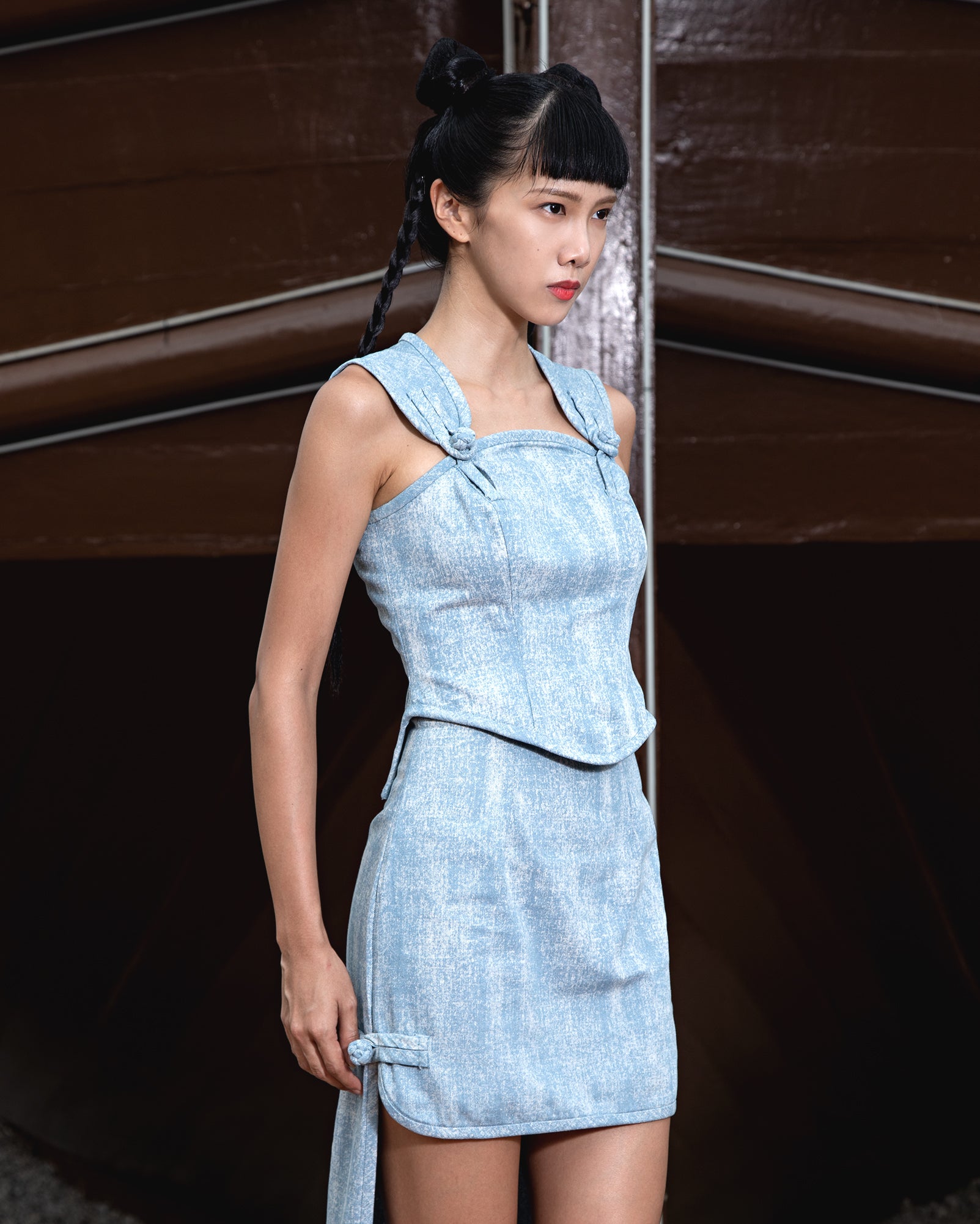 Pankou Strap Tank (Sky Jacquard Denim)