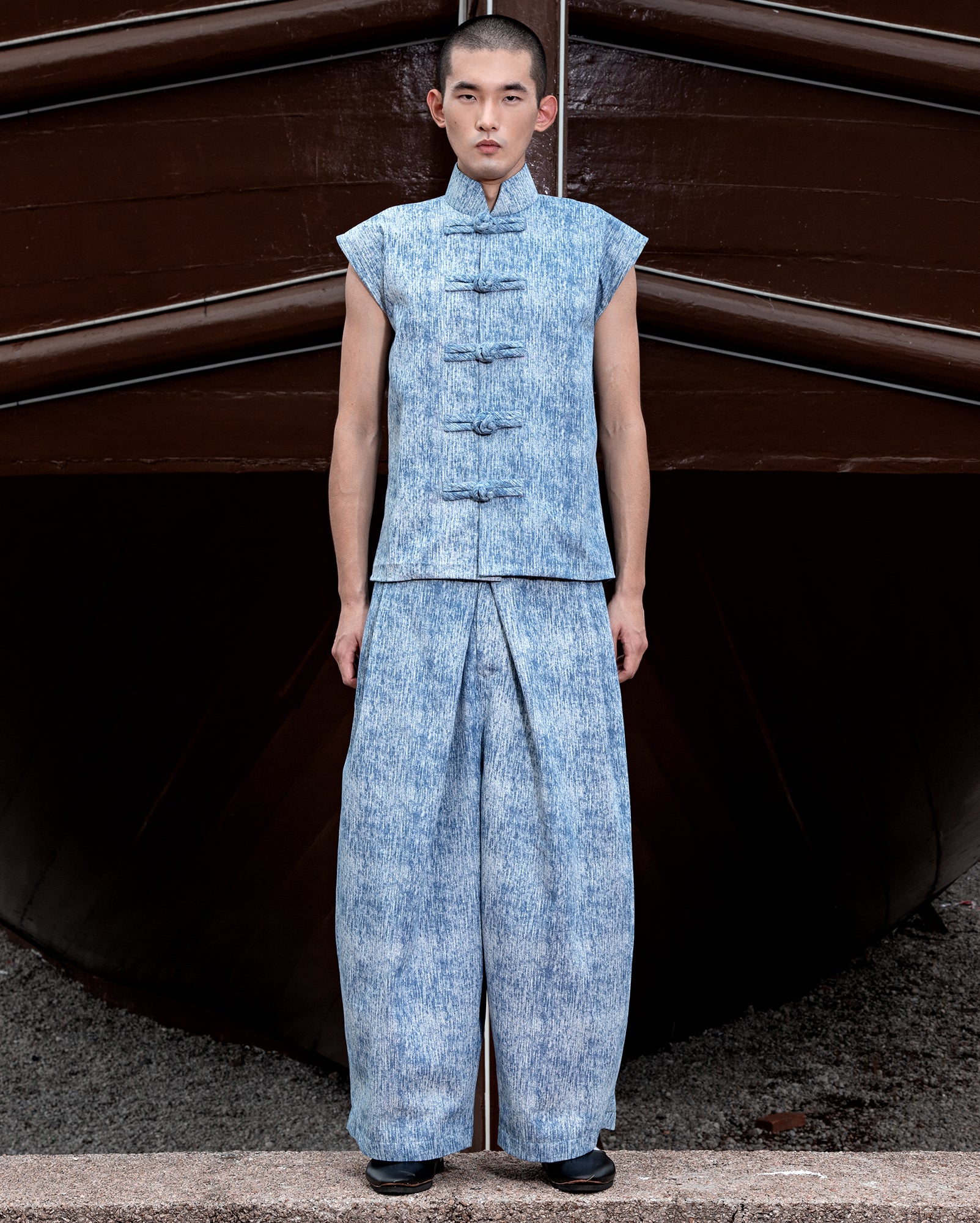 Qing Sail Vest (Sea Jacquard Denim)