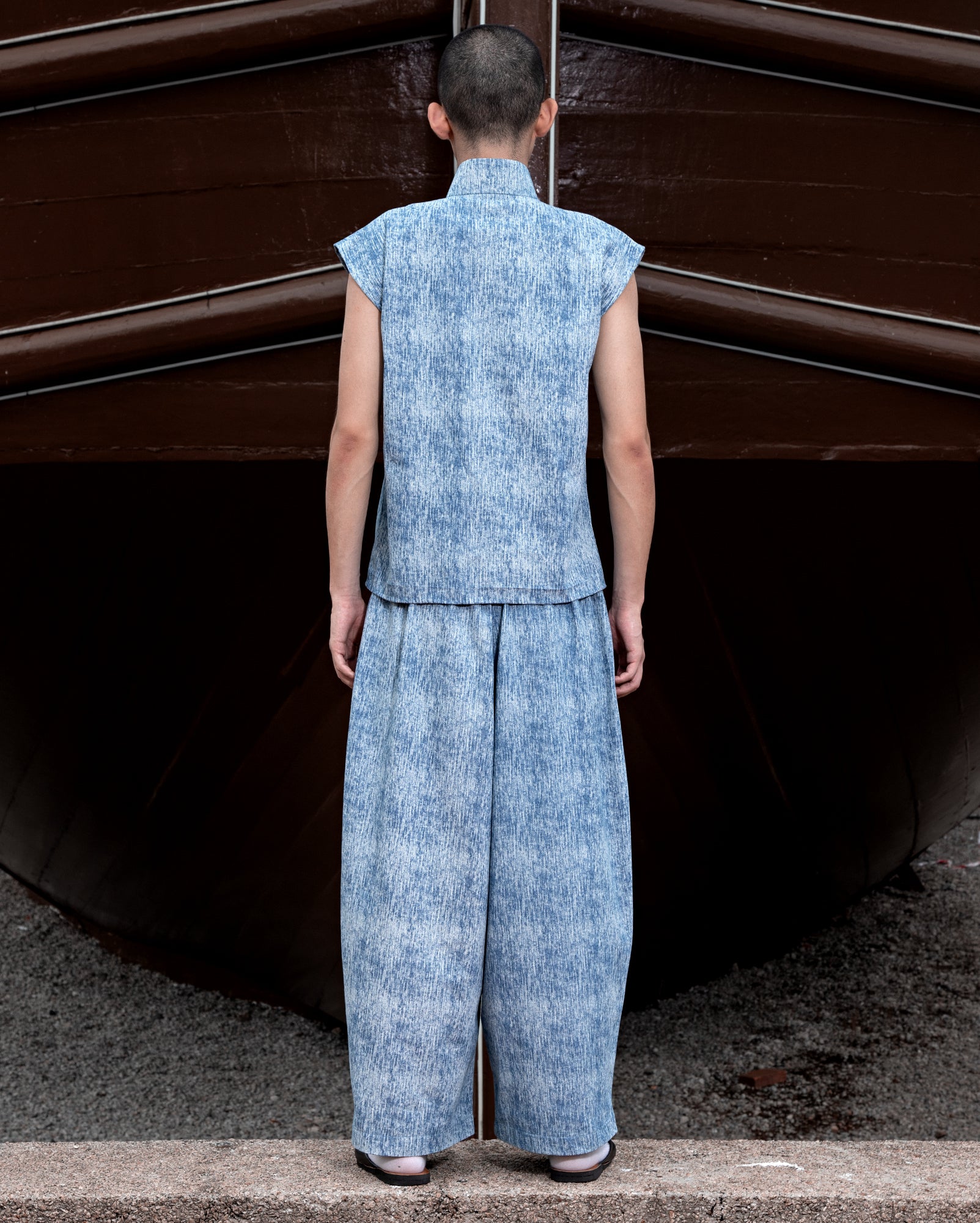 Qing Sail Vest (Sea Jacquard Denim)