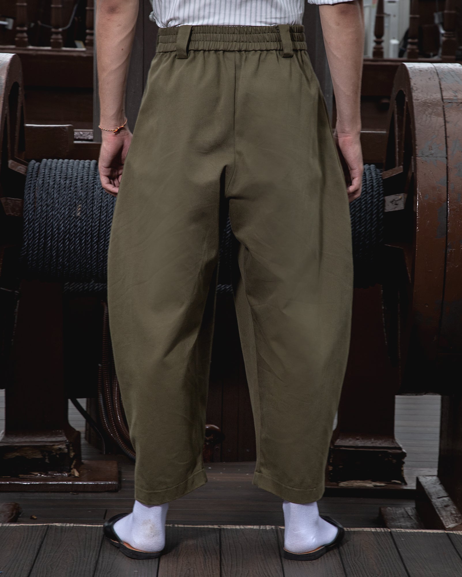 Zhenghe Shirt (Green Pinstripes) - Lobak Pants (Olive)