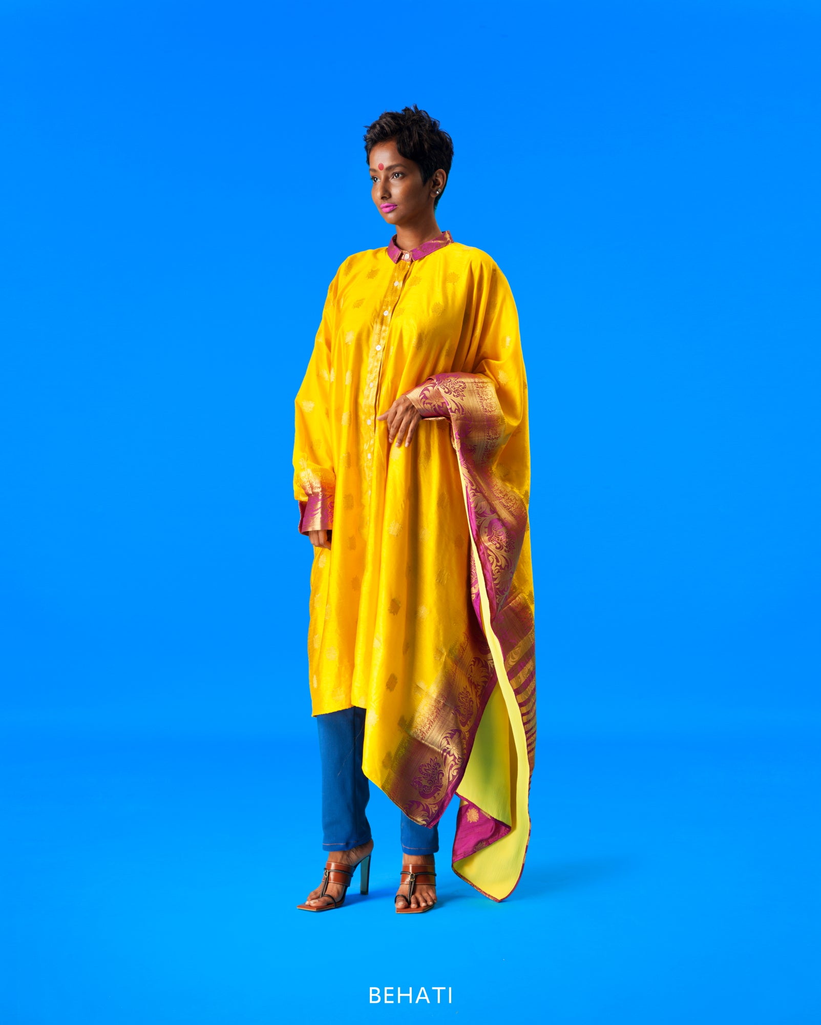 Shirtree in Chanderi (yellow)