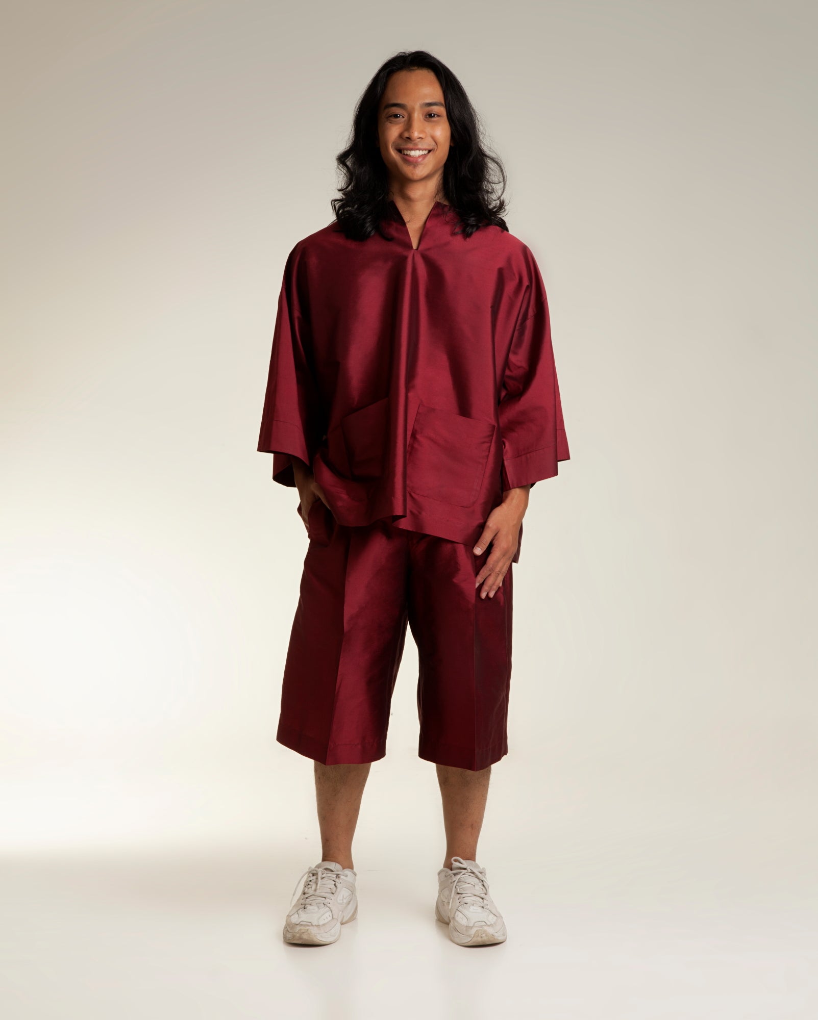 Baju Melayu Pendek Set (Maroon)
