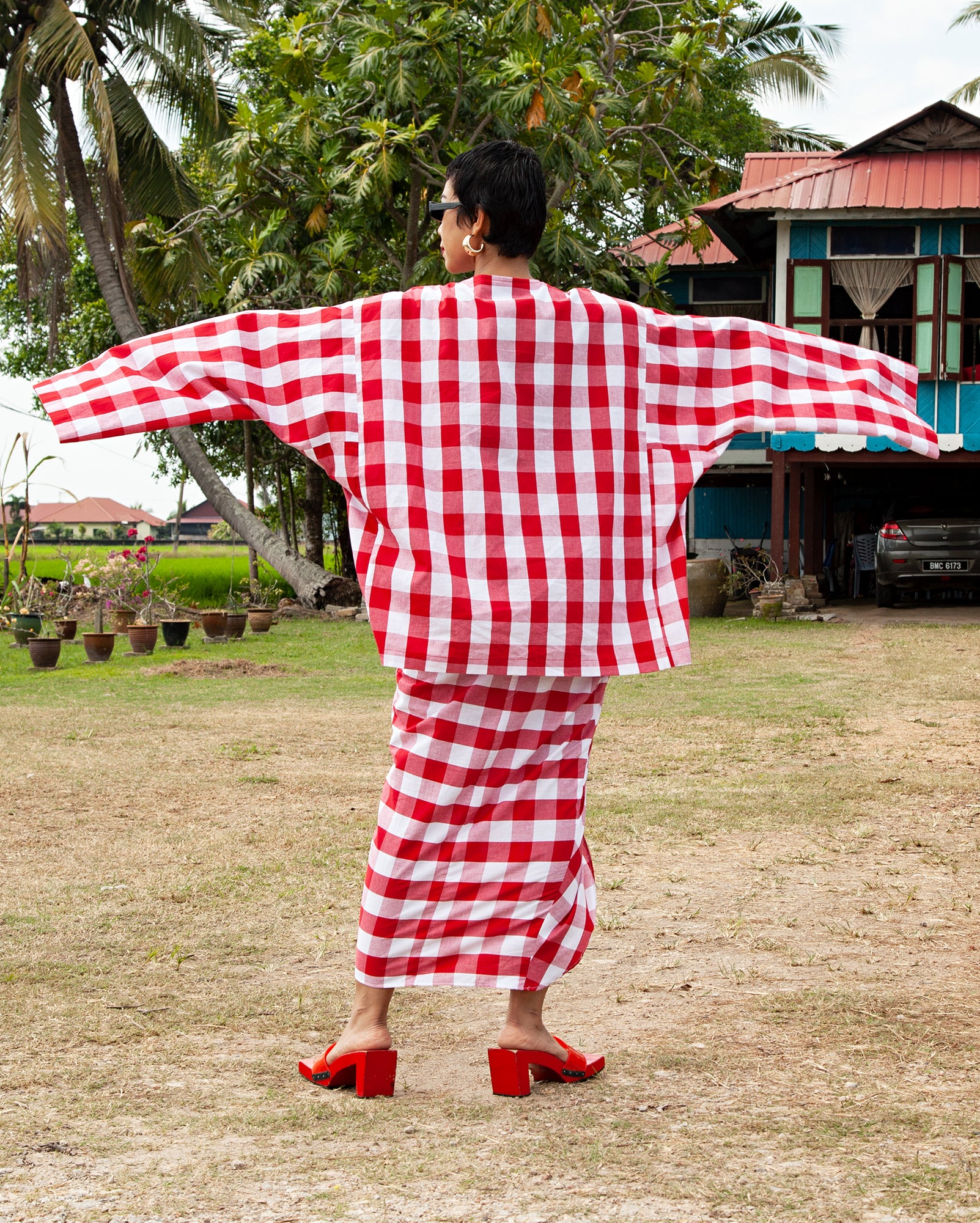 Baju Melayu Oversaiz Berpetak (Red)