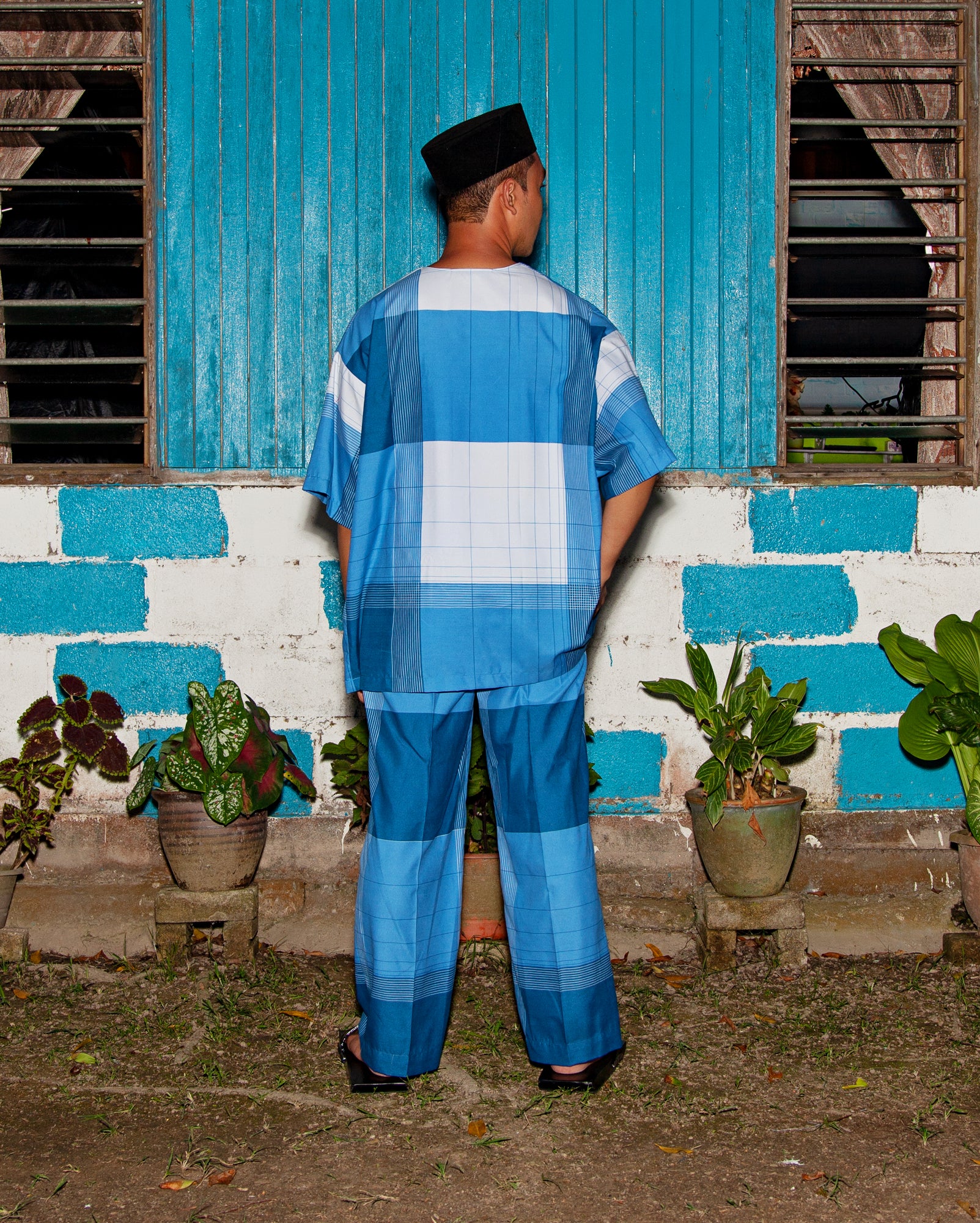Baju Kedah Pelikat (Blue White)